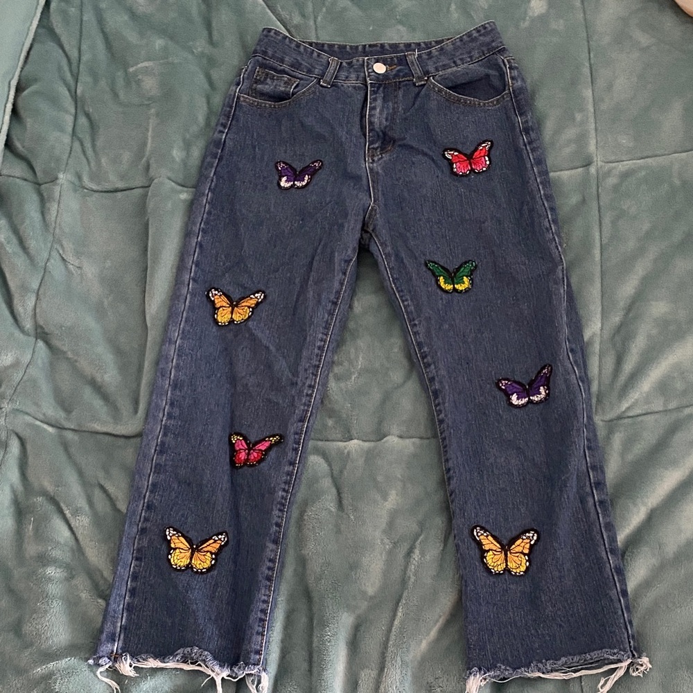 Embroidered Butterfly Women Jeans